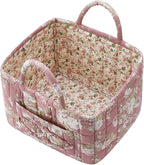 Boho Fabric Storage Basket, Large Capacity Laundry Basket, 12.2'' x 10.23'' x 10.23'' Collapsible Laundry Hamper with Easy Ca
