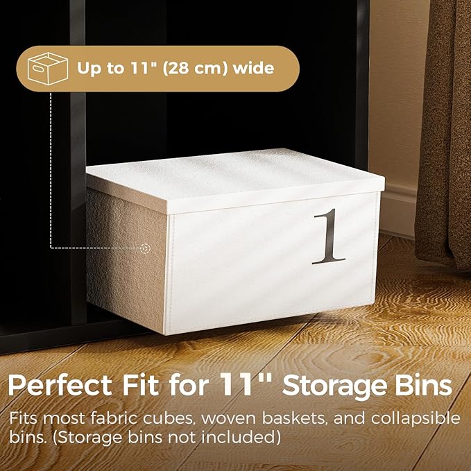 COMHOMA 6 Wood Cube Storage Organizer with Open Back and Removable Back Panels, 11In Black Cube Storage Bookshelf, Cubicle Sh