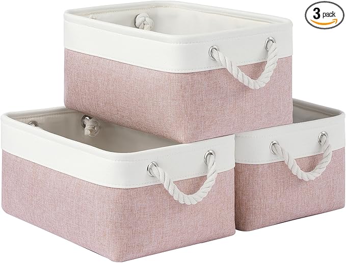 Storage Baskets for Shelves 13.8x9.8x6.7 Inch, Foldable Fabric Storage Bins with Handles, Small Storage Baskets for Organizin