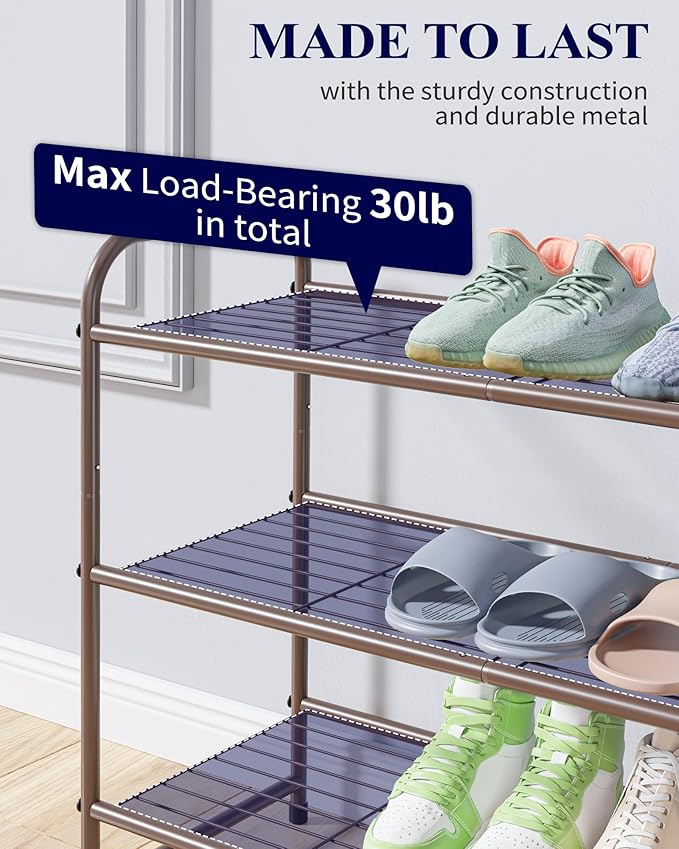Kitsure Shoe Rack - Stainless Steel Shoe Organizer, Sturdy Shoe Rack for Closet and Front Door Entrance, Free Standing Shoe S