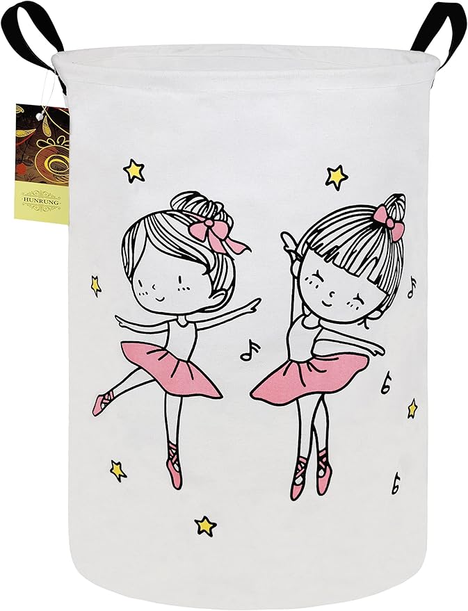 HUNRUNG Laundry Hamper,Large Canvas Fabric Lightweight Storage Basket Toy Organizer Dirty Clothes Collapsible Waterproof for 