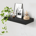 12 Inch Deep Floating Shelves | 24 Inch Black Floating Shelves | 24W x 12D Rustic Black Wall Shelves | Deep Shelves for Livin