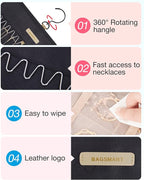 BAGSMART Hanging Jewelry Organizer Storage Roll with Hanger Metal Hooks Double-Sided Jewelry Holder for Earrings, Necklaces, 