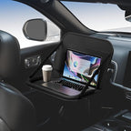 GMQ Backseat Car Organizer with Detachable Steering Wheel Tray 1 Pack,Car Back Seat Laptop Desk, Multifunctional Food Tray,Back Seat Car Storage & Tablet Holder for Kids (Black, 1PC)