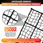 [Premium] 5'x7' Heavy Duty Cargo Net Stretches to 10' x 14', Extra Thick 10mm Cord Bungee Cargo Netting for Pickup Truck Bed, Roof Rack Net & 12 PCS Steel Carabiners