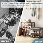 Shoe Rack,Freestanding Hidden Shoe Storage Organizer for Entryway, Shoe Bench Shelves for High Boot with Seat Cushion,Wood Sh