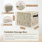 Rustic Floral Storage Box Bins, Vintage Wildflower Botanical Cottagecore Collapsible Storage Basket Organizer for Bedroom Lau