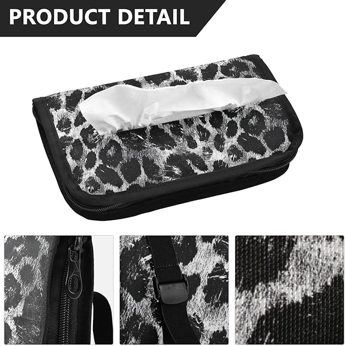 Car Tissue Holder Car Visor Organizer Tissue Box Holder for Car Sun Visor Organizer with Car Vehicle Accessories Essentials Interior for Women Men Sliver Leopard Skin