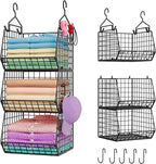 X-cosrack 3-Tier Hanging Storage Organizer for Closet, Laundry & Utility Room | Space Saving Shelves with 1.65" Hook & 5 S-Ho