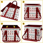 Reusable Grocery Bags 3 Pack - Heavy Duty Reusable Shopping Bags with Hard Bottom & Long Handles, Stand Up Grocery Boxes Reusable Foldable, 13x10.23x11in, Reindeers