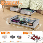Under Bed Storage with Wheels, 2 Pack Under Bed Storage Containers with Dividers & Clear Lids, XXL 65L Under the bed storage 