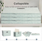 Graciadeco Large 17" 36 Quart Collapsible Stackable Storage Bins with Lids, 3 Packs Light Green Linen Fabric Closet Boxes wit