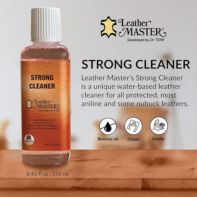 Leather Master Strong Leather Care Bundle - 250 ml Exceptional Leather Care Stain Remover, Protector and Polish Kit. Made to 