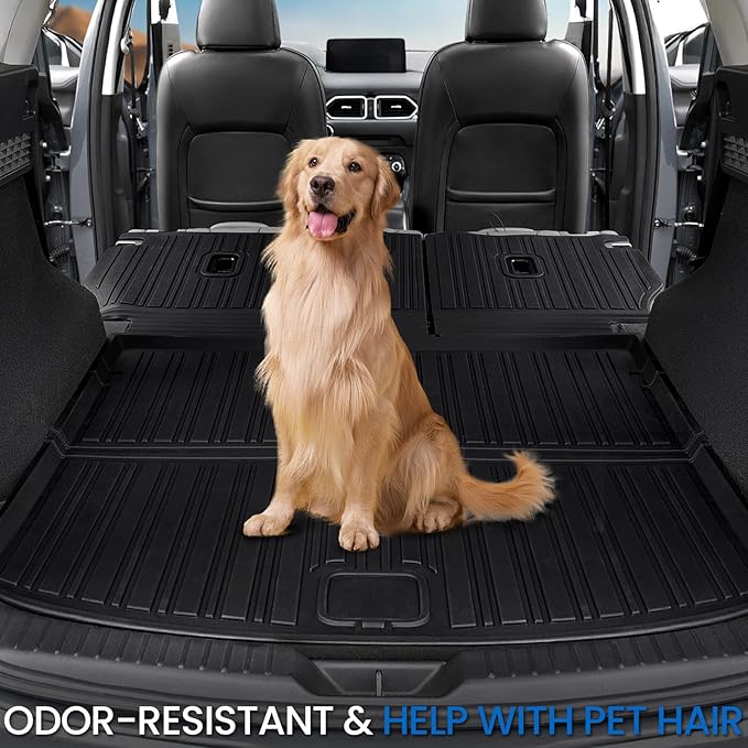 Cargo Mat Backrest Mats for 2017-2025 Mazda CX-5, All Weather TPE Backrest Mat Trunk Mat Cargo Liner Storage Mats Accessories for CX5 (Backrest Mats + Cargo Mat+Storage Mats)