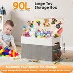 Large Toy Storage Box with Lid Upgraded Toy Storage Chest Organizer with Divider Foldable Toy Bin for Kids Boys Girls Playroo