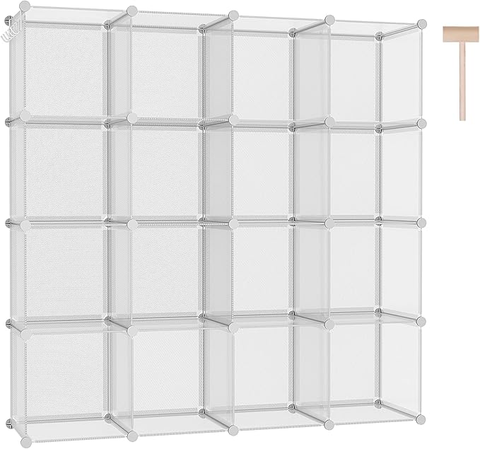 C&AHOME Cube Storage Organizer, 16-Cube Shelves Units, Plastic Storage Cubes, DIY Closet Organizer, Modular Closet Storage Sh