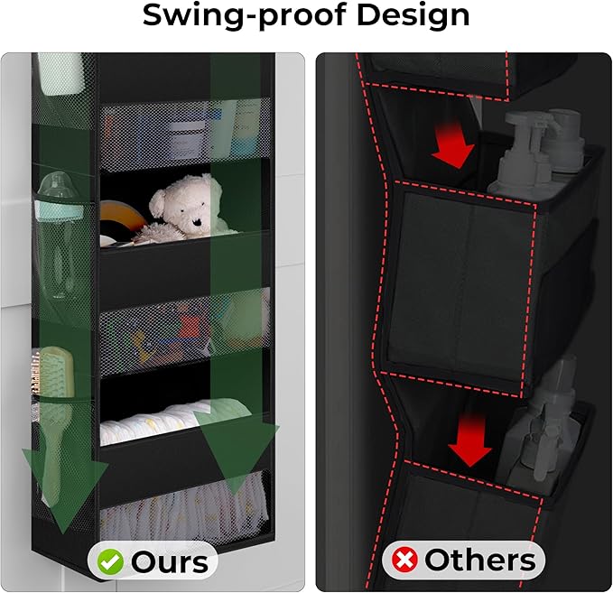 GRANNY SAYS Over the Door Organizer, 4-Shelf Waterproof Behind Door Storage with 6 Pockets and Clear Window, Anti Tilt 35lb L