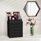 Sorbus Makeup Organizer, Brush Holder and Make Up Storage Drawers - Acrylic Makeup organizer for vanity, Bathroom - Cosmetic 