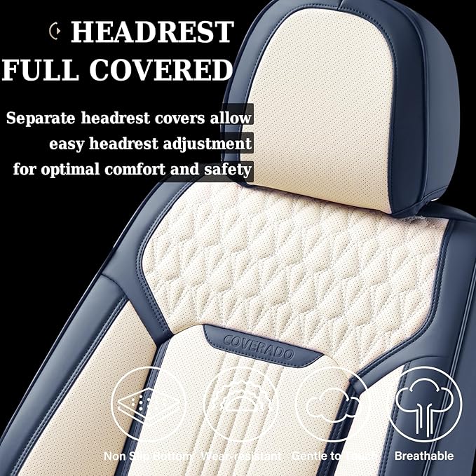 Coverado Front Seat Covers, Car Seat Covers Front Seats, Leather Seat Cover for Cars, Waterproof Seat Covers, Car Seat Protec