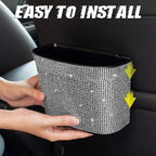 eing Car Trash Can Bling Crystal Auto Storage Pockets,100% Leak Proof Car Trash Container Bin Car Garbage Bag Hanging for Backside/Gearshift/Center Console,(1 - Pack, Pure White)