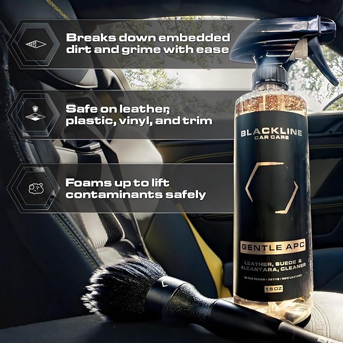 Blackline Car Care - Gentle APC - Streak free total Interior Cleaner and Protectant, Safe for Cars, Motorcycles & More. Leath