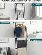 CANYAVE Metal Leaning Ladder Towel Rack, 4-Tier Blanket Stand for Bathroom Living Room, No Drilling Quilt Storage Organizer (