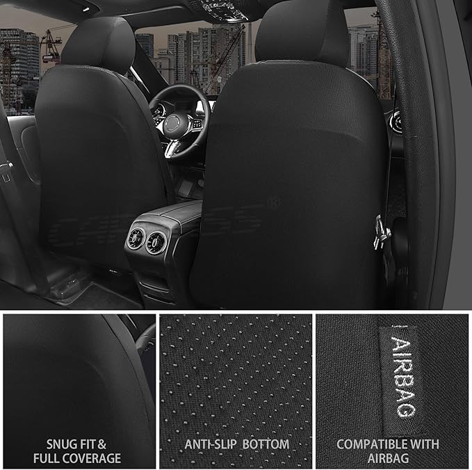 CAR PASS Neoprene Waterproof Seat Covers Full Sets, Wetsuit Car Seat Covers 5 Seats Universal Fit Vans, Truck, SUV, 3D Tyre E