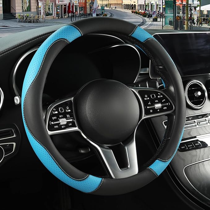 Microfiber Leather Steering Wheel Cover Large Size for Ford F150 F250 F350 F450 RAM 4Runner Tacoma Tundra Sequoia Model S Mod