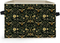 Moody Floral Bumblebee Storage Box Bins, Dark Cottagecore Honey Bee Botanical Collapsible Storage Basket Organizer for Bedroo