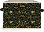 Moody Floral Bumblebee Storage Box Bins, Dark Cottagecore Honey Bee Botanical Collapsible Storage Basket Organizer for Bedroo