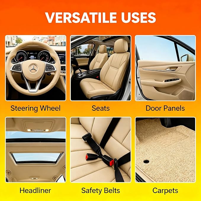 Jocecury 2Pcs Multi-Purpose Foam Cleaner, 600ML Car Interior Cleaner for Leather Seats, Fabric, Vinyl & Carpet, No Rinse Inte