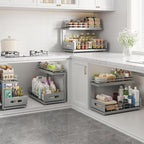 Under Sink Organizer Upgrade To Professional Rails,2-Tier Dual Pull Out Cabinet Storage,Height Adjustable Slide Out Drawers F