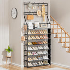 OYREL Shoe Rack 8 Tier Large Shoe Organizer Storage 32-40 Pairs Metal Shoe Storage Rack with Hooks and Side Pocket for Entran