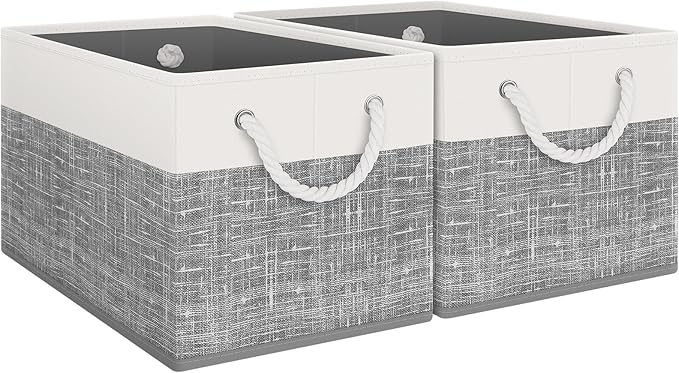 Fab totes Storage Bins [2-Pack], Foldable Storage Baskets for Organizing Toys, Books, Shelves, Closet, Large Storage Box with