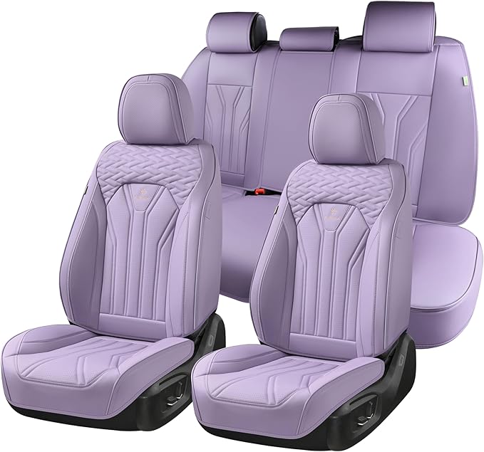 FLORICH Leather Seat Covers Full Set Purple Car Seat Cover Full Coverage Seat Covers Front Seats and Rear Waterproof Car Seat