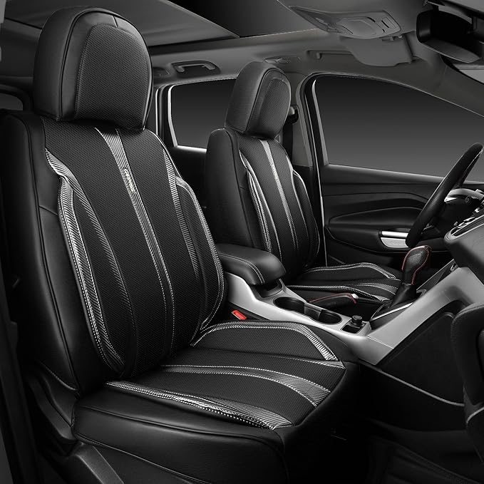CAR PASS Nappa Leather Car Seat Covers Cushioned, Waterproof Leatherette Seat Covers Anti-Slip 5 Seats, Universal for Cars,SU