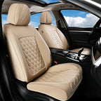 Huidasource Beige Front Seat Covers, Leather Car Seat Covers Front Seats, Driver Seat Cover Waterproof, Airbag Compatible, Un