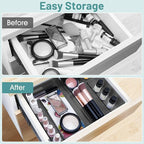 WOWBOX 25 PCS Plastic Drawer Organizer Set, Desk Drawer Divider Organizers and Storage Bins for Makeup, Jewelry, Gadgets for 