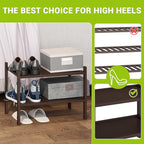 BMOSU 2-Tier Bamboo Small Shoe Rack Premium Stackable Shoe Shelf Storage Organizer for Hallway Closet Living Room Entryway Or