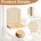 Rattan Shelf Set of 2, 9.8''Natural Wood Rattan Shelf with Wicker Decor, Boho Wall Decor Small Floating Shelves for Plant Fig
