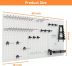 WALMANN Metal Pegboard Tool Organizer Boards with Pegboard Hooks, 24x48 in Tools Organizer Pegboard for Garage, Workbench, Pe