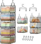 Capacity Upgrade Edition Deeper 4'' 5 Tier Foldable Hanging Closet Organizer and Storage，Wire Cabinet Shelves and Rack with 5