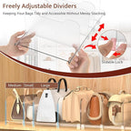 SURETIVIAN 2-Pack Purse Organizers for Closet, Adjustable Small Shelf Divider Rack for Closet, Clear Handbag Storage Organize