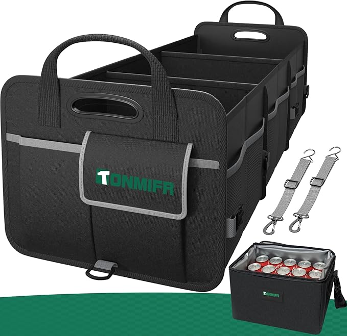 112L Large Capacity Car Trunk Organizer with 20L Insulated Fresh-Keeping Bag, Heavy-Duty 600D Waterproof Oxford Collapsible