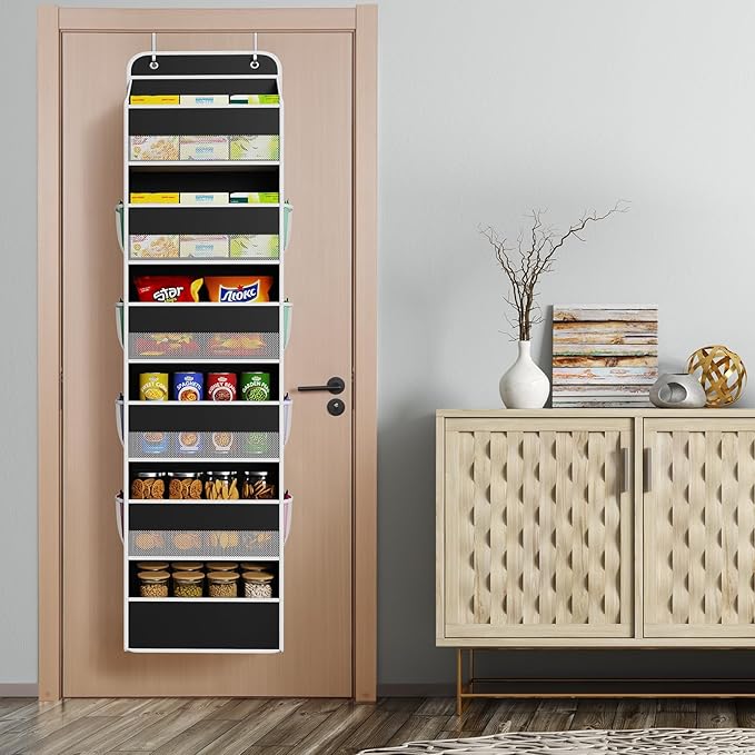 Univivi Door Hanging Organizer Nursery Closet Cabinet Baby Storage with 6 Large Compartments and 8 Side Pockets for Cosmetics
