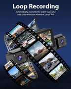 4 Channel Dash Cam 360 View for All-Round Protection, 4-Way Front Rear Inside Recording, Built-in 5G WiFi & GPS, APP Control,