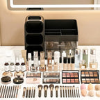 Large Capacity Makeup Organizer Countertop with Makeup Brush Holder for Vanity, Thickened Material, Bathroom Countertop Organ