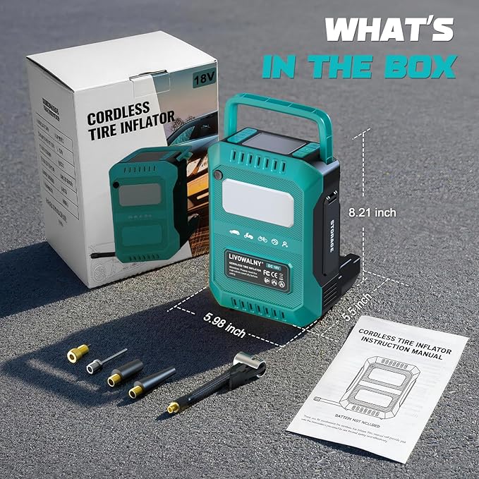 5X Faster Tire Inflator Portable Air Compressor, 160PSI Cordless Air Pump Compatible with Makita 18V Battery with Digital Pressure Gauge, LED Light, Deflator & Auto Shut-Off for Car, Motorcycle, Truck