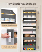 ULG Over-the-Door Organizer 5 Tiers, Large Pocket Hanging Rack with 4 Mesh Side Pockets, Space Saving Closet Door Organizer f
