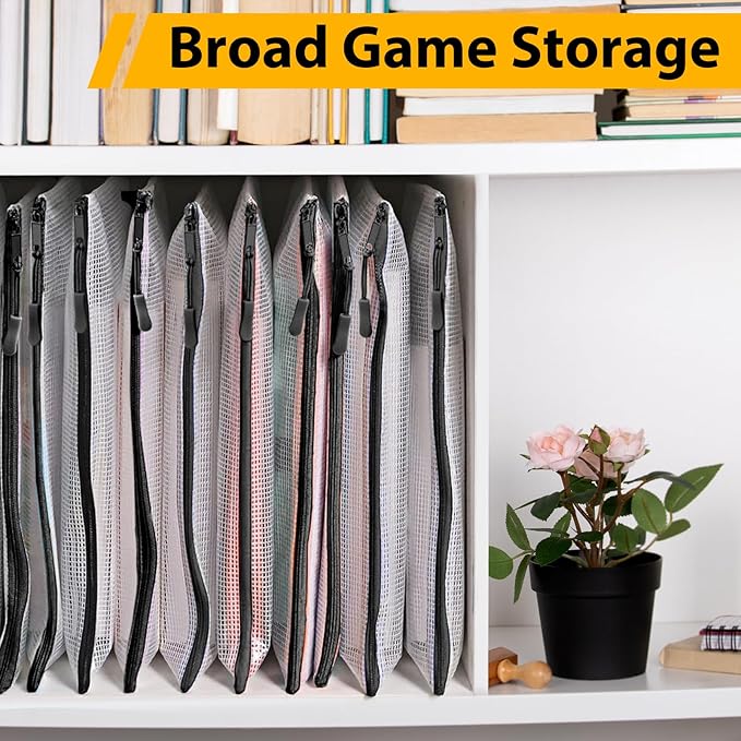 24pcs A4 Mesh Zipper Pouch File Bags, Black Reusable Zipper Bags for Organizing Storage, Waterproof Puzzle Bag, Zipper File B